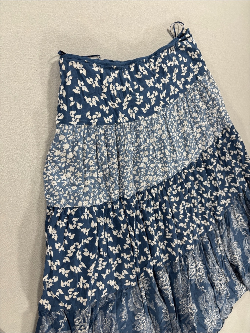 Ralph Lauren cotton Blue Floral Tiered Midi Skirt - - Picture 7 of 11